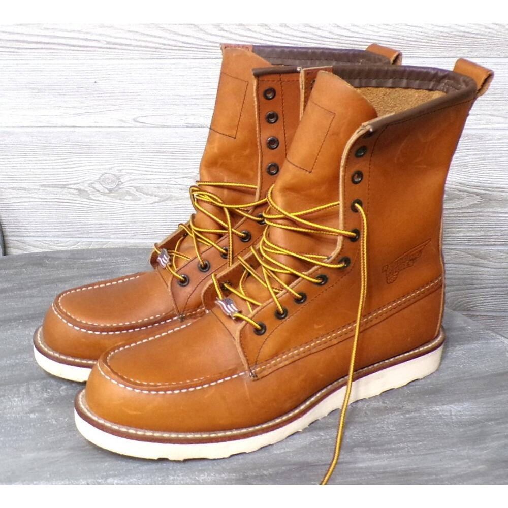 Vtg Red Wing Boots 10.5C Leather Moc Toe 10877 8” Heritage Made in USA New FLAG - Picture 3 of 16
